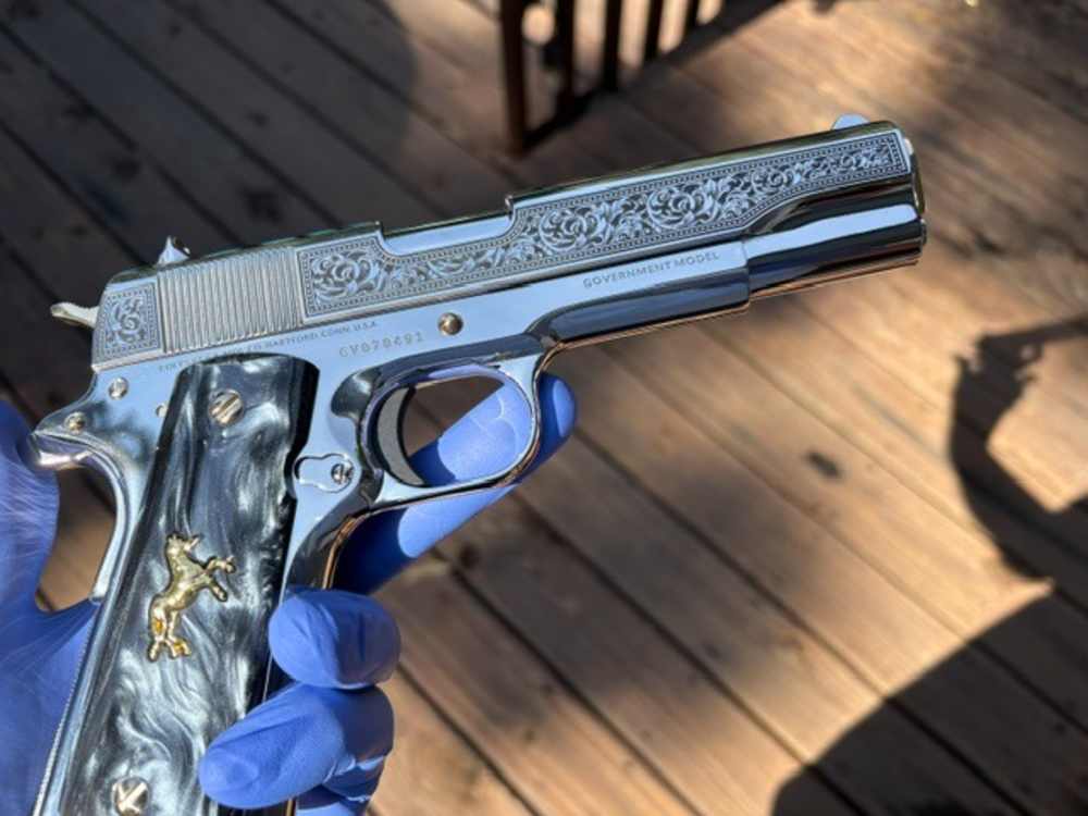 Colt 1911 45 ACP Series 70 Engraved Mirror Polished Gold Plated .01 NR-img-29
