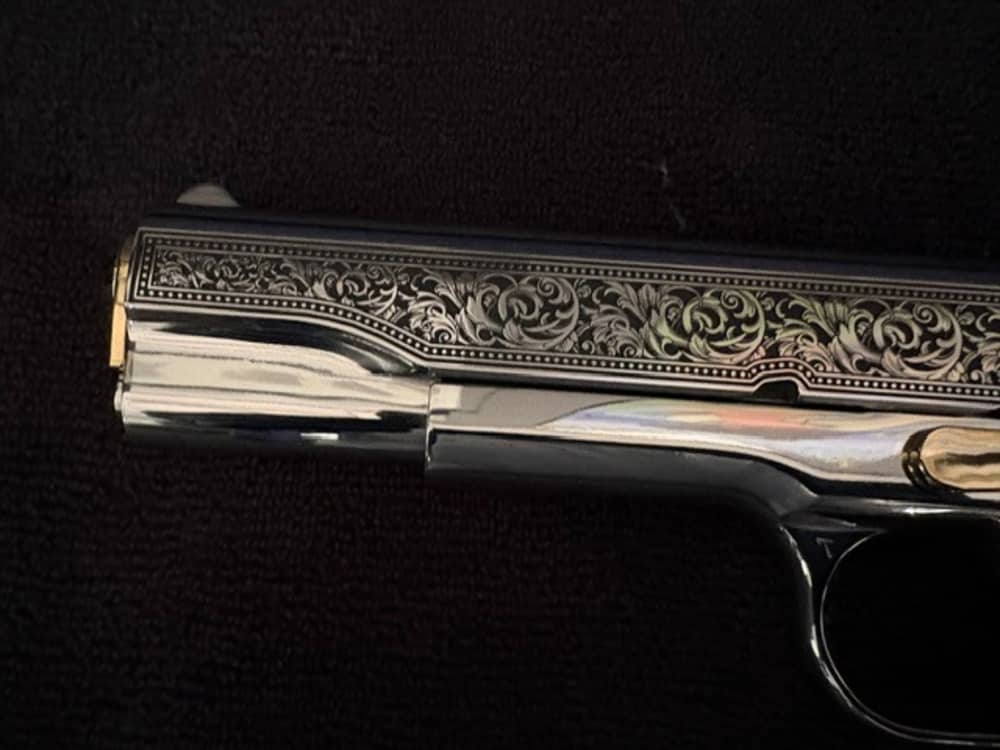 Colt 1911 45 ACP Series 70 Engraved Mirror Polished Gold Plated .01 NR-img-4