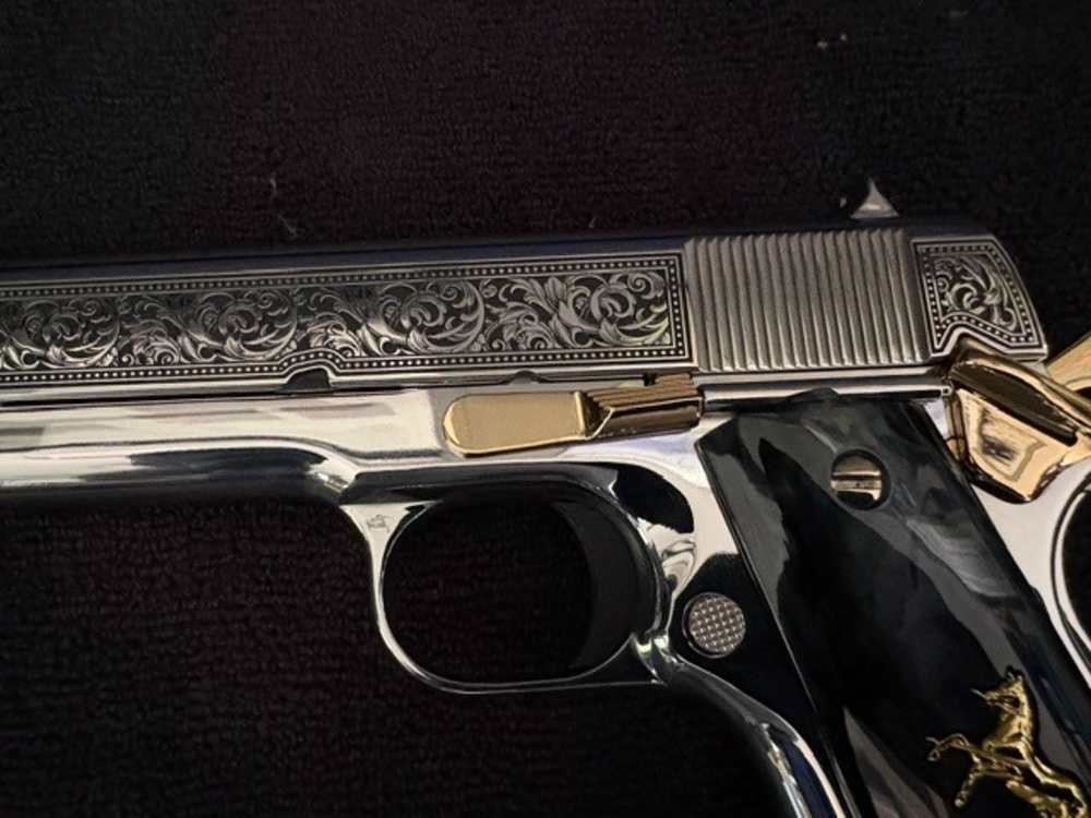 Colt 1911 45 ACP Series 70 Engraved Mirror Polished Gold Plated .01 NR-img-9