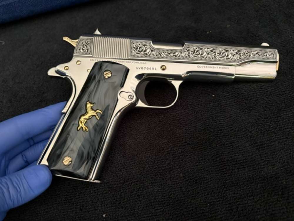 Colt 1911 45 ACP Series 70 Engraved Mirror Polished Gold Plated .01 NR-img-19