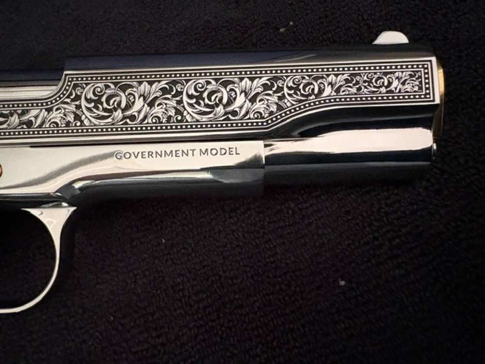 Colt 1911 45 ACP Series 70 Engraved Mirror Polished Gold Plated .01 NR-img-5