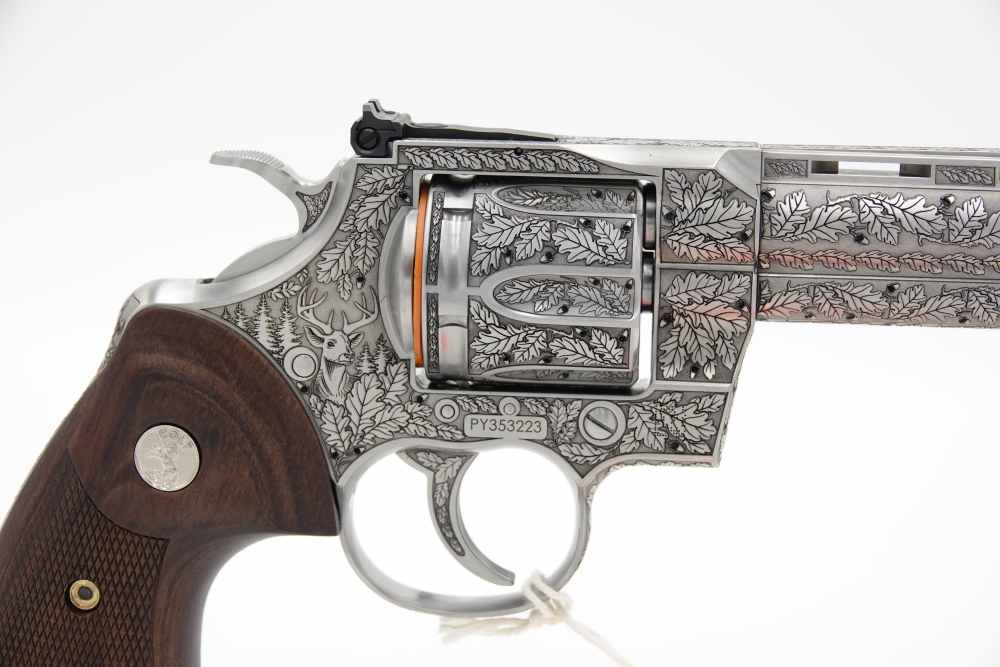 New! Oak Forest Collectible Stunning Custom Engraved Colt Python 8" 357 MAG-img-18