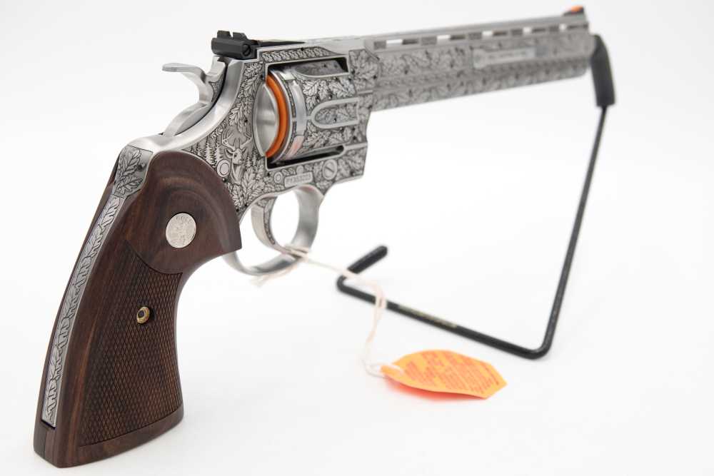 New! Oak Forest Collectible Stunning Custom Engraved Colt Python 8" 357 MAG-img-12