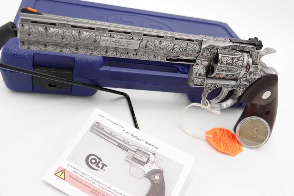 New! Oak Forest Collectible Stunning Custom Engraved Colt Python 8" 357 MAG-img-1