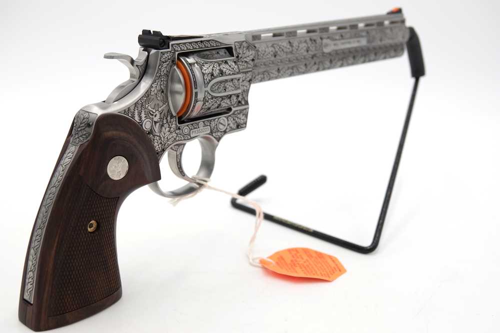 New! Oak Forest Collectible Stunning Custom Engraved Colt Python 8" 357 MAG-img-13