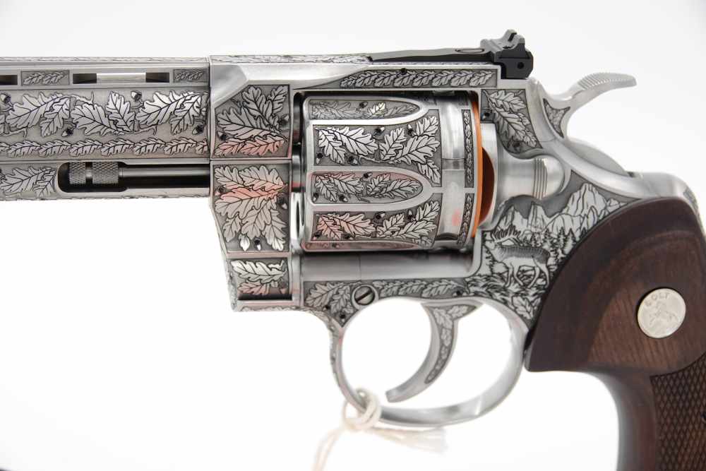 New! Oak Forest Collectible Stunning Custom Engraved Colt Python 8" 357 MAG-img-6