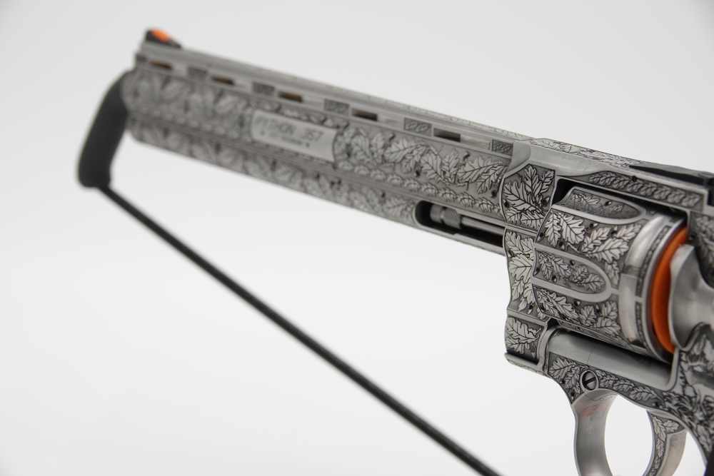 New! Oak Forest Collectible Stunning Custom Engraved Colt Python 8" 357 MAG-img-9
