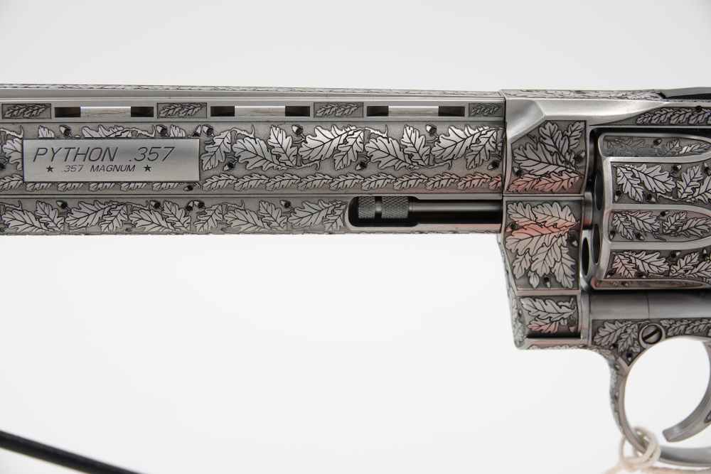 New! Oak Forest Collectible Stunning Custom Engraved Colt Python 8" 357 MAG-img-5