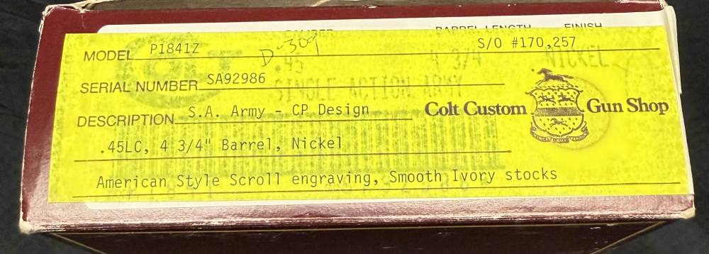 RARE COLT CUSTOM SHOP SINGLE ACTION ARMY 45 COLT "ENGRAVED NICKLE"-img-12