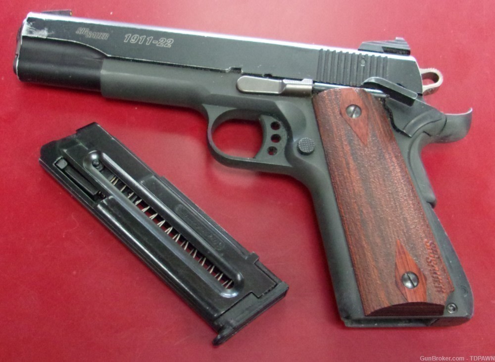 Sig Sauer 1911-22 Pistol 22LR Made in Germany Orig Rosewood Checkered Grips-img-6