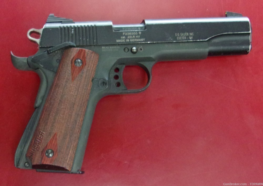 Sig Sauer 1911-22 Pistol 22LR Made in Germany Orig Rosewood Checkered Grips-img-3