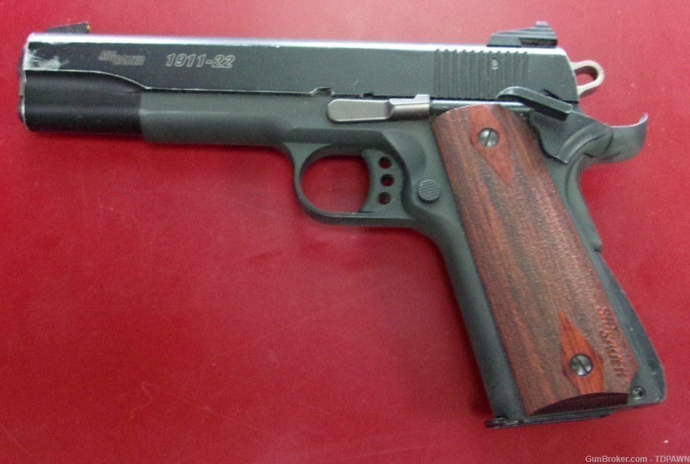 Sig Sauer 1911-22 Pistol 22LR Made in Germany Orig Rosewood Checkered Grips-img-0