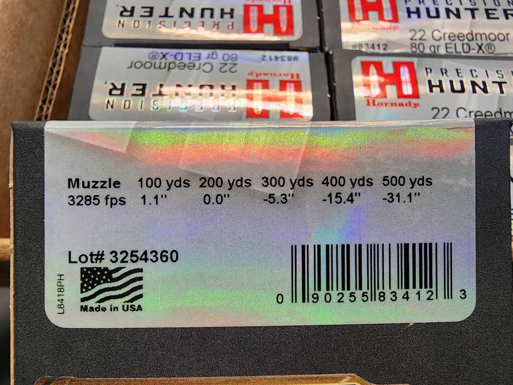 IN STOCK! 200 ROUNDS HORNADY 22 CREEDMOOR PRECISION HUNTER 80 ELD-X 83412-img-4