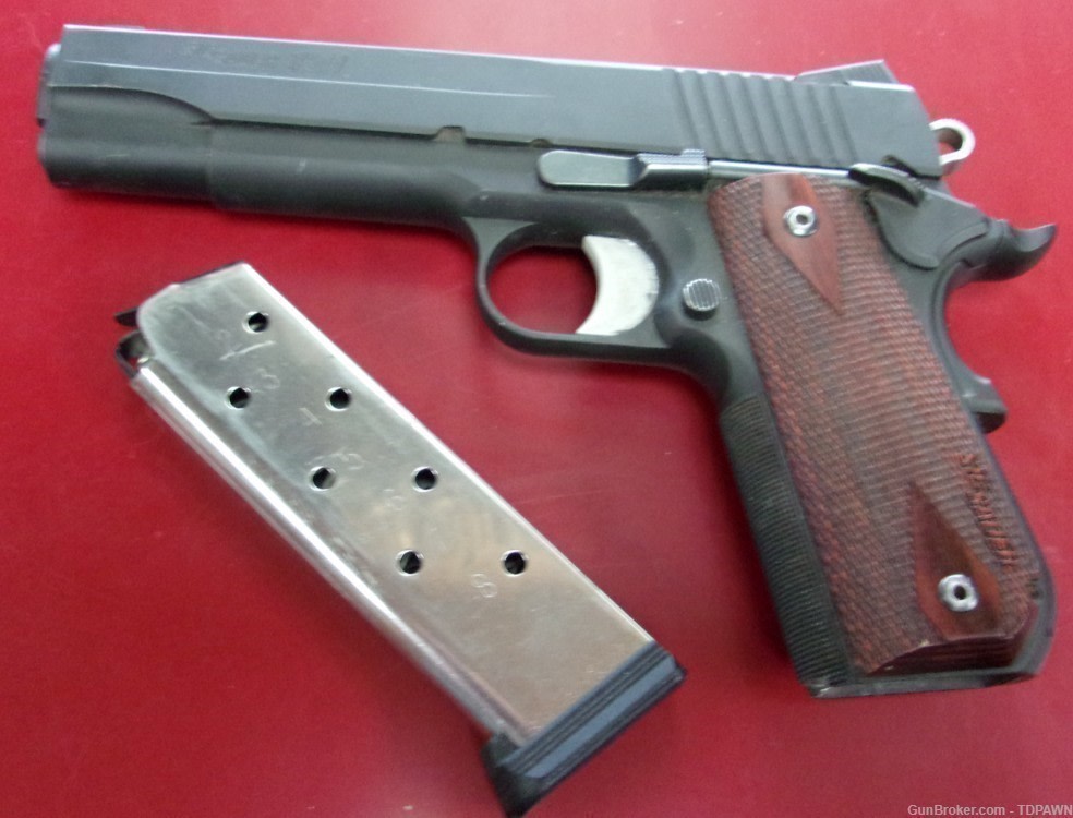 Sig Sauer USA Model 1911 .45 Auto Pistol Manu 2013 Rosewood Checkered Grips-img-6