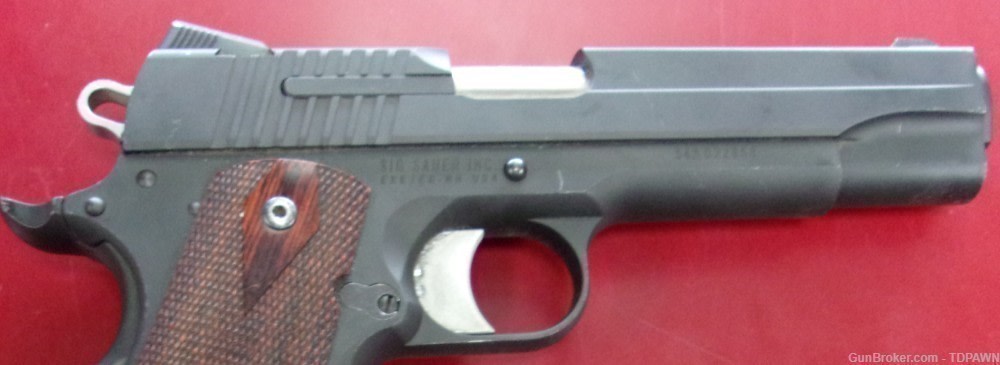 Sig Sauer USA Model 1911 .45 Auto Pistol Manu 2013 Rosewood Checkered Grips-img-4