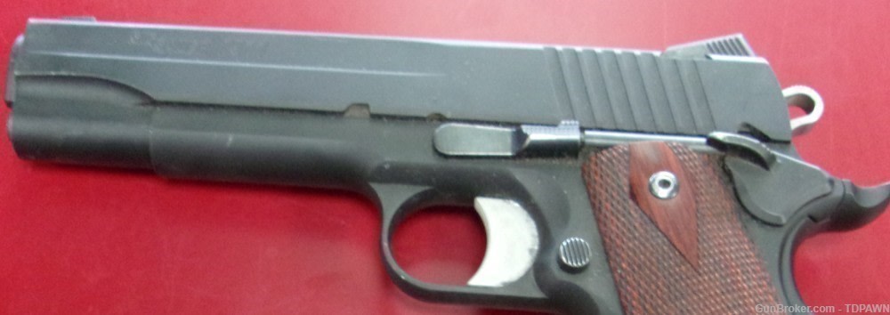 Sig Sauer USA Model 1911 .45 Auto Pistol Manu 2013 Rosewood Checkered Grips-img-1