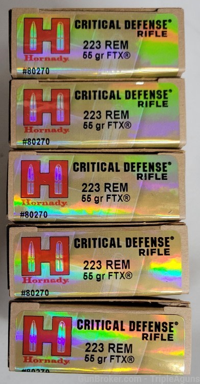 Hornady Critical Defense 223 Remington 55gr FTX lot of 100rds 80270-img-0