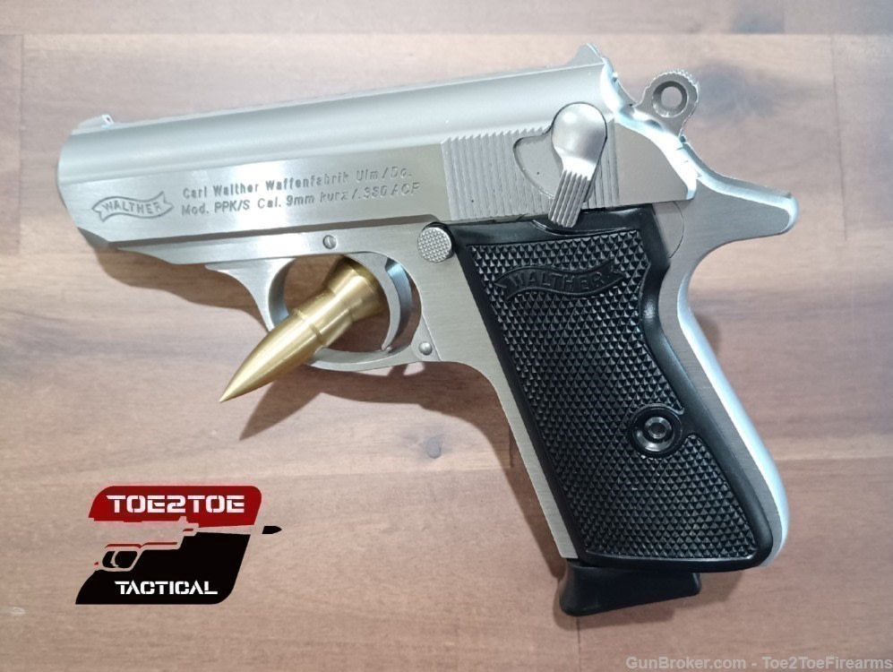 NEW Walther PPK/s .380 ACP 3.30" 7+1 Stainless Black Polymer Grip-img-1