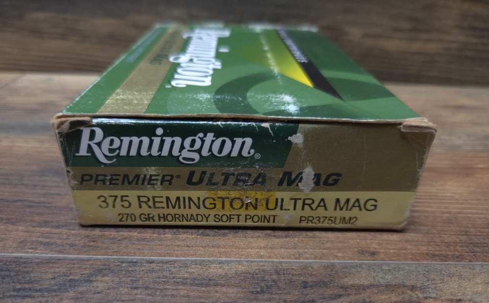 20 Rds Remington Premier 375 Rem Ultra Mag 270 Gr Hornday SP Ammunition-img-0