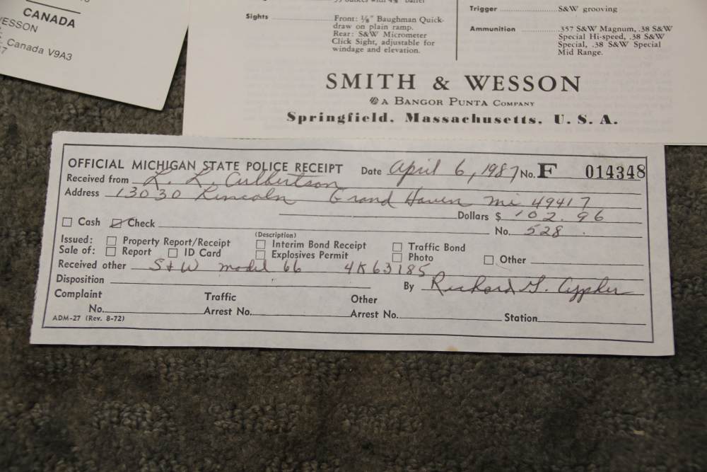 Smith & Wesson 66 357 Mag Michigan State Police MSP P&R With Receipt-img-23