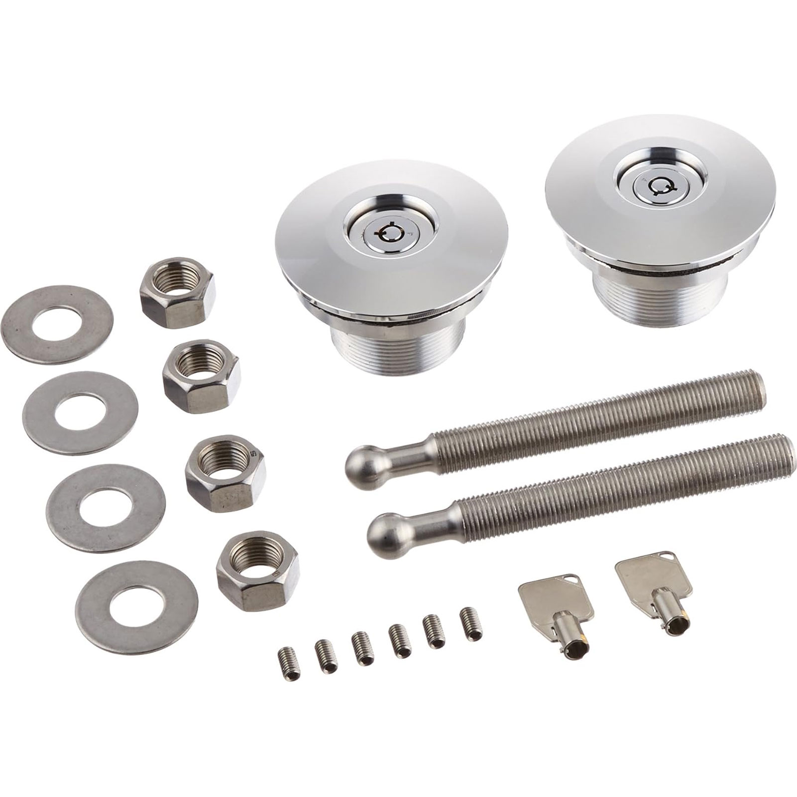 QUIK-LATCH Polished Aluminum Low Profile Locking Quick Release Hood Pin Kit-img-0