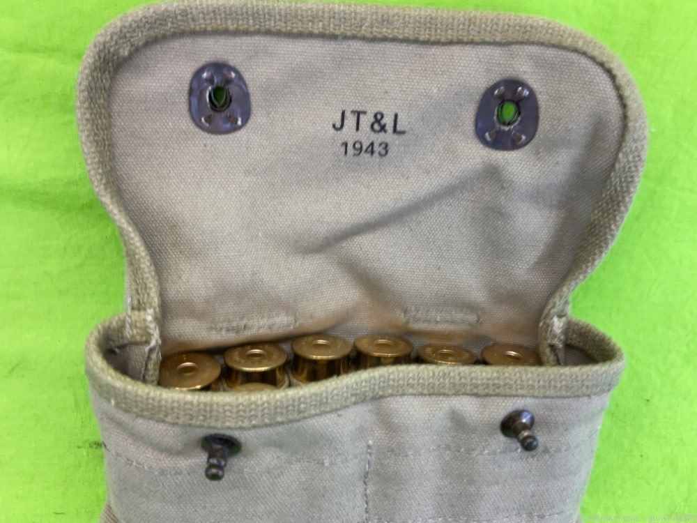 USGI Trench Gun 12 Gauge 2 3/4 In Brass Shotgun Shells In Pouch WWII TAN-img-1