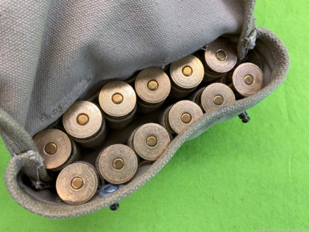 USGI Trench Gun 12 Gauge 2 3/4 In Brass Shotgun Shells In Pouch WWII TAN-img-2