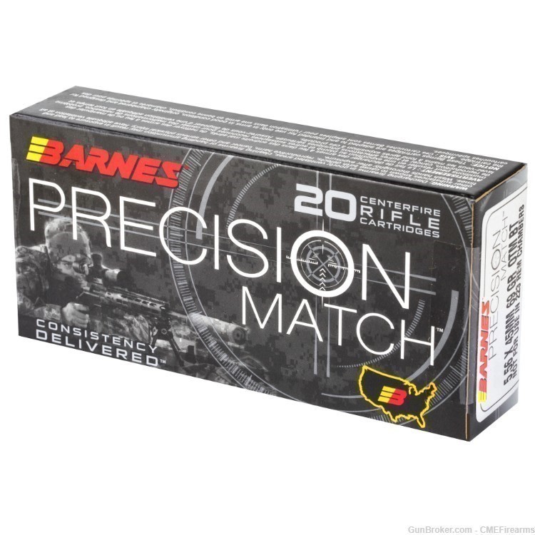 Barnes Precision Match 5.56 NATO 69 Grain Open Tip Match Boat Tail, 20 rds-img-1
