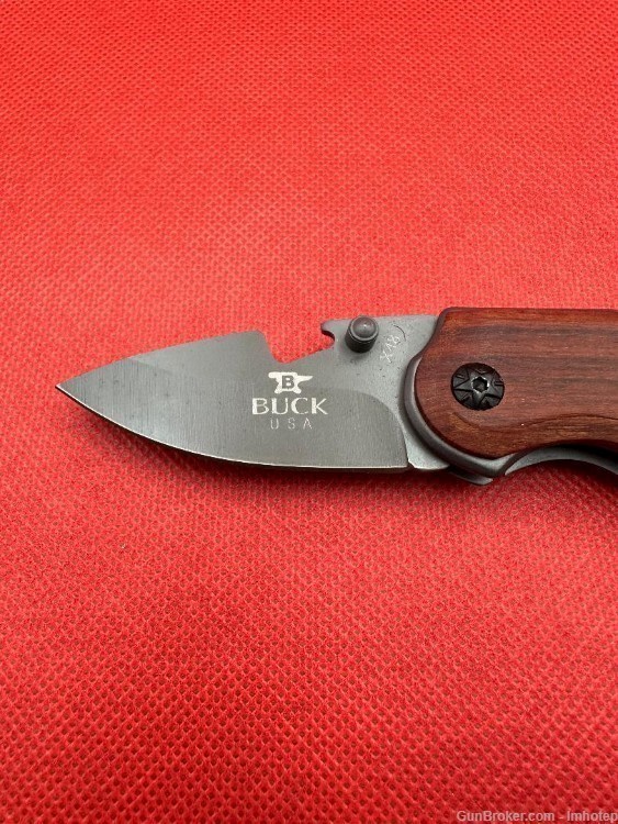 Buck Pocket Knife Wooden Grips -img-1