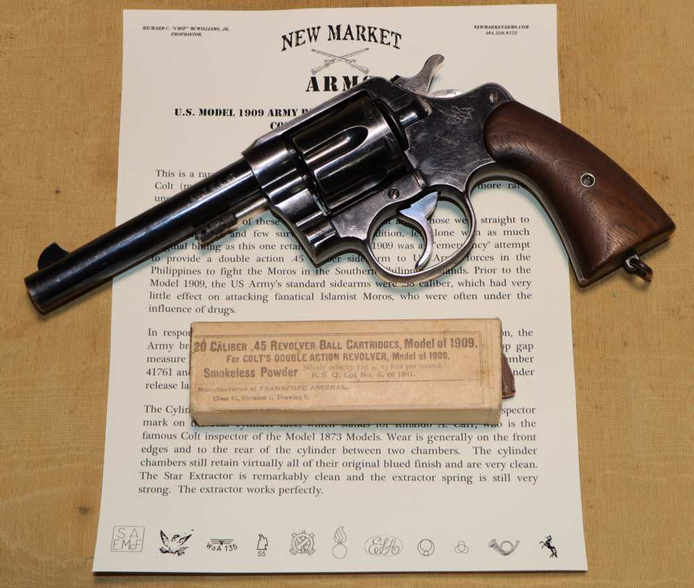 Rare & Fine Colt US Model 1909 .45 Revolver w/ Orig Unopened Box of Ammo-img-0