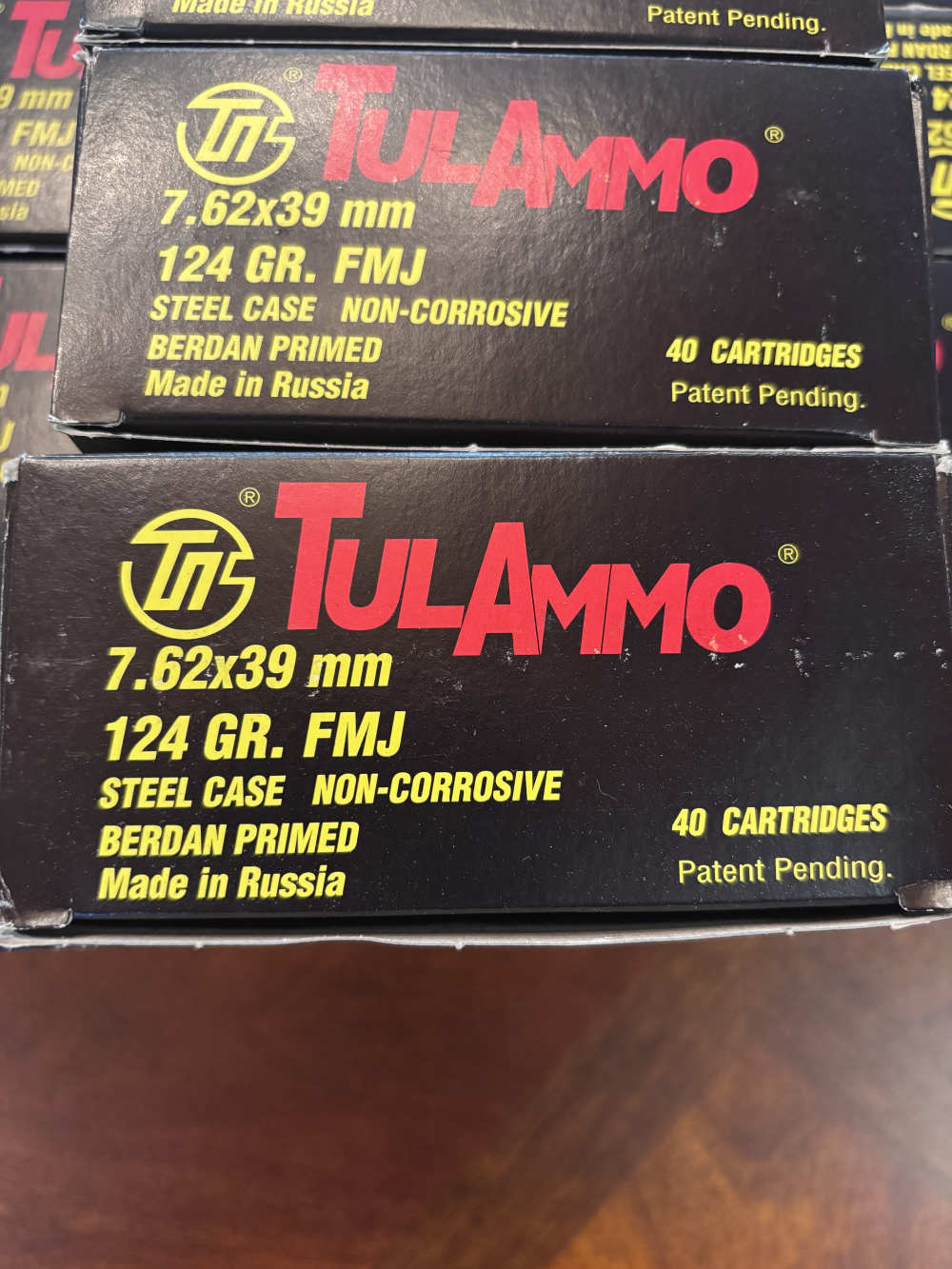 TulAmmo 7.62x39 500 Rounds Ammo 124 GR FMJ Steel Case Made in Russia-img-1