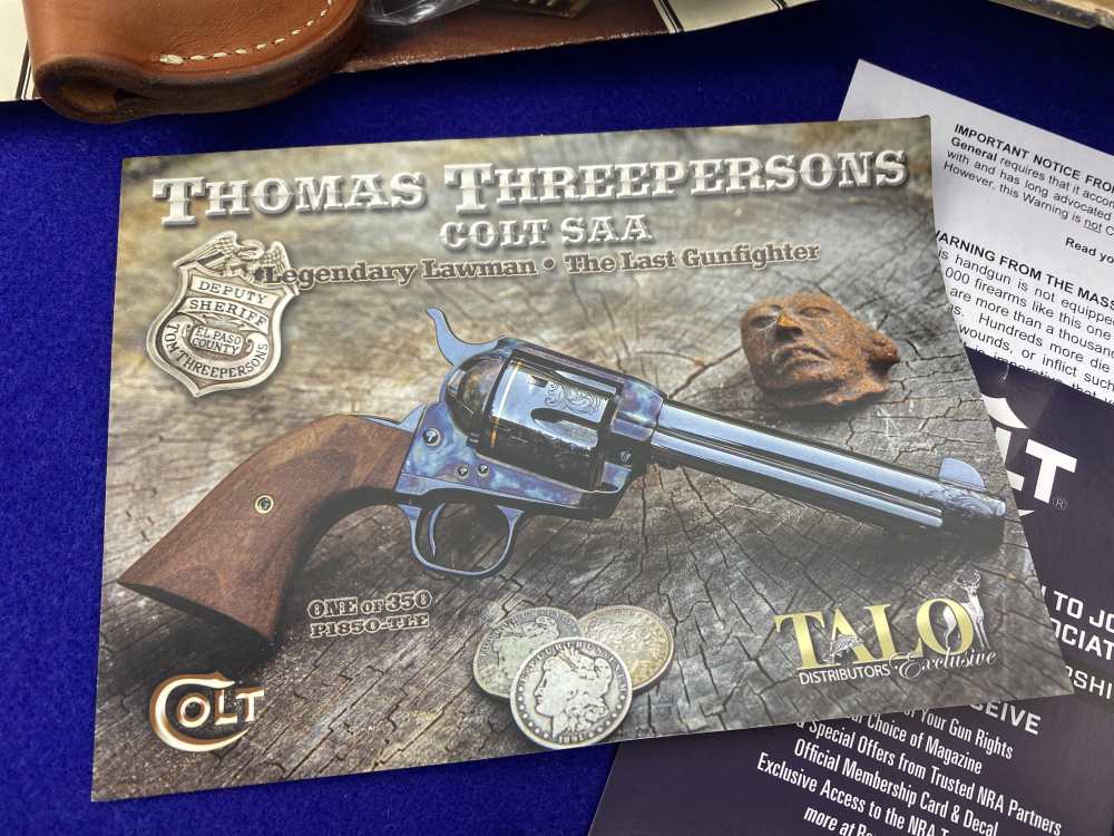 Colt Single Action Army .45LC *TALO 1 OF 350 THOMAS THREEPERSONS EDITION*-img-44