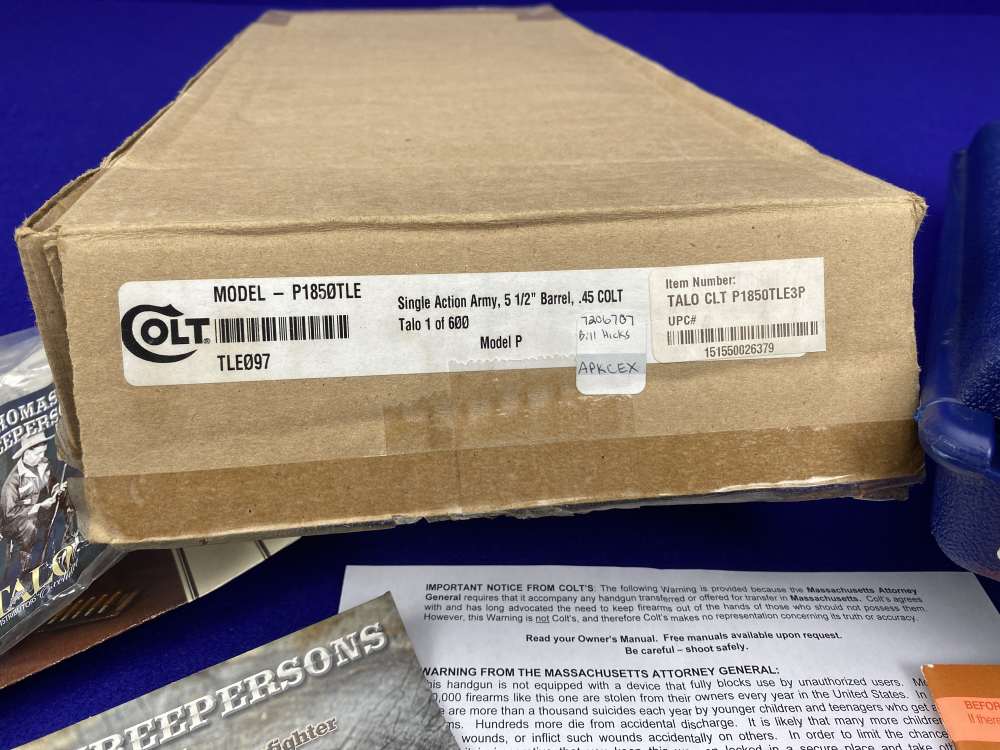 Colt Single Action Army .45LC *TALO 1 OF 350 THOMAS THREEPERSONS EDITION*-img-42