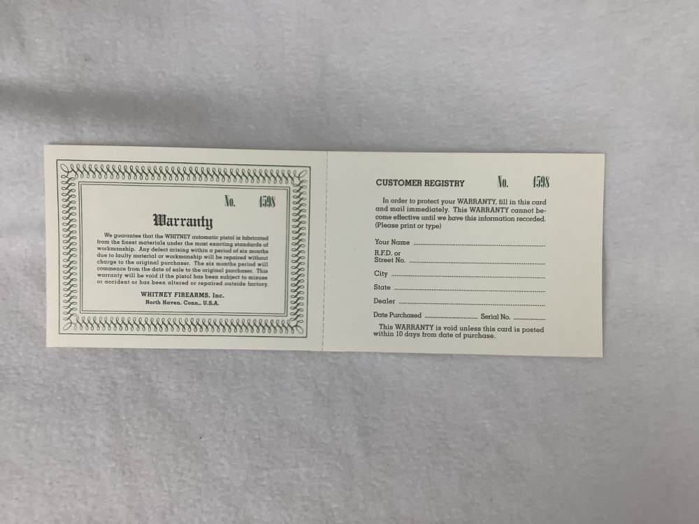 Whitney Wolverine Warranty Card-img-0