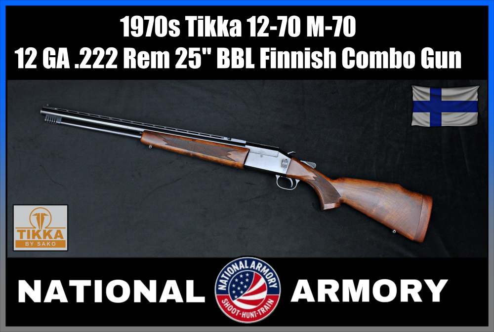 1970s Tikka 12-70 12 GA .222 Rem Over/Under Combo Gun Sako-img-0
