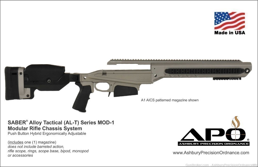 APO SABER Alloy Chassis RLA-A1A Standard MOD-1 Rem 700 LA/RH/5rd Mag Blk-img-0