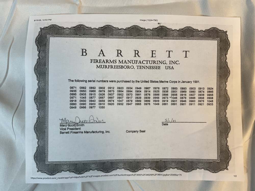 USMC Barrett M82A1 Desert Storm 50BMG Sniper Rifle. Documented.-img-25