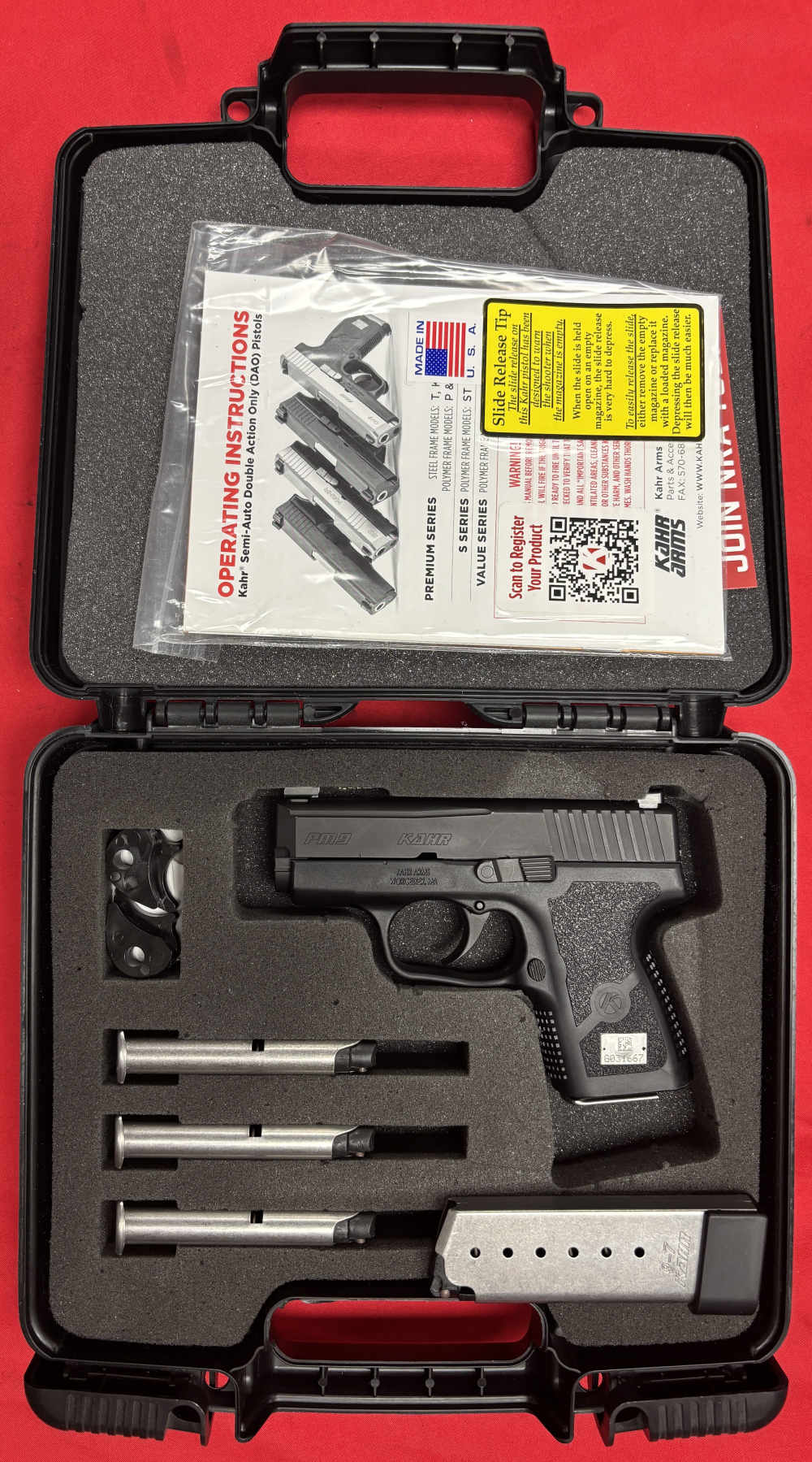 Kahr Arms PM9 Diamond Black 9mm DAO 5 mags case night sights-img-1