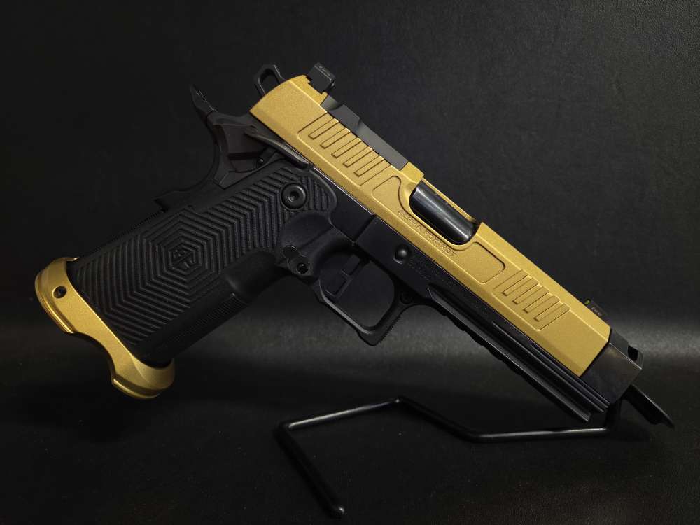 Alpha Foxtrot Romulus 9mm 4.25" COMP RMSC Gold PVD finish-img-1