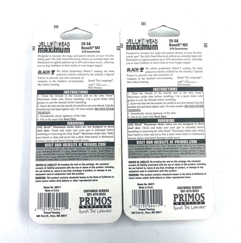 Primos Jelly Head Maximum Benelli M2 20ga Turkey Choke Tube – Qty. 2-img-1