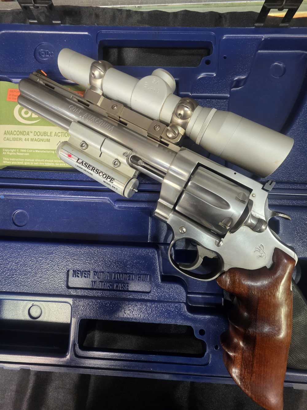 Colt Anaconda 44 Magnum With Pistol Scope Burris 2X and Laser Scope Laser-img-3