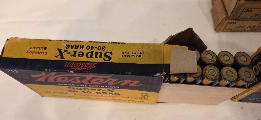 Vintage .30-40 Krag Ammunition Lot – 95 Rounds – 5 Boxes, 4 Makers-img-3