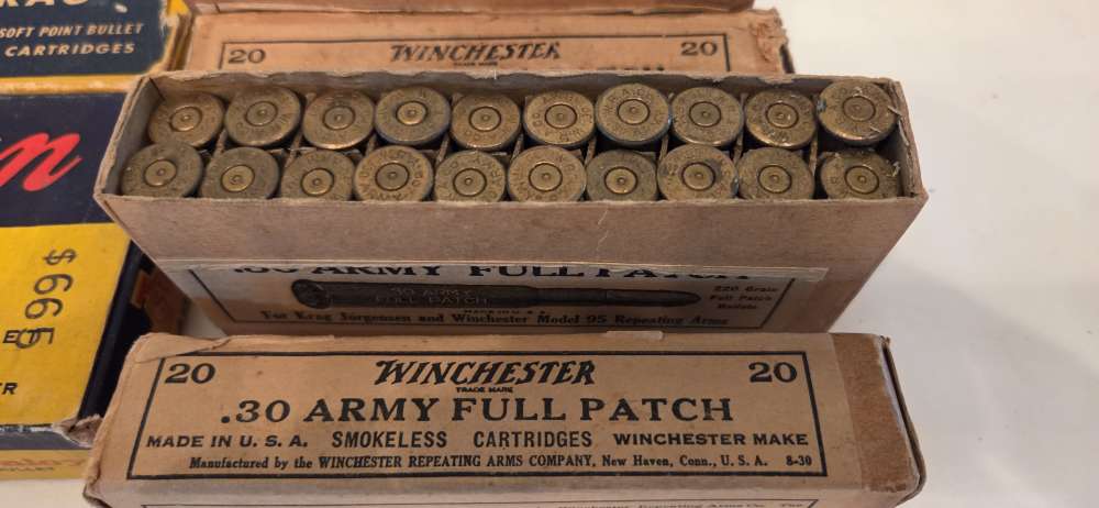 Vintage .30-40 Krag Ammunition Lot – 95 Rounds – 5 Boxes, 4 Makers-img-5