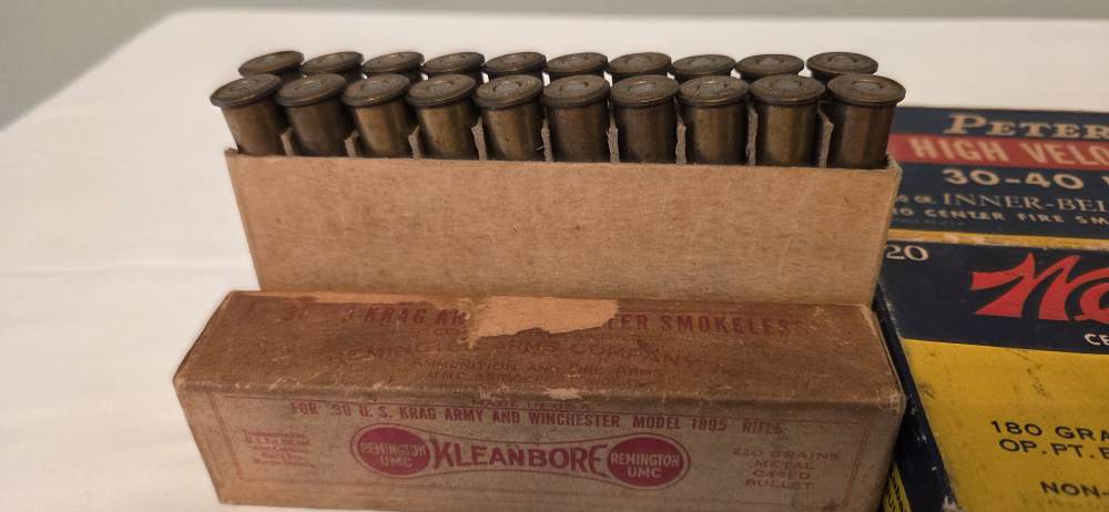 Vintage .30-40 Krag Ammunition Lot – 95 Rounds – 5 Boxes, 4 Makers-img-7