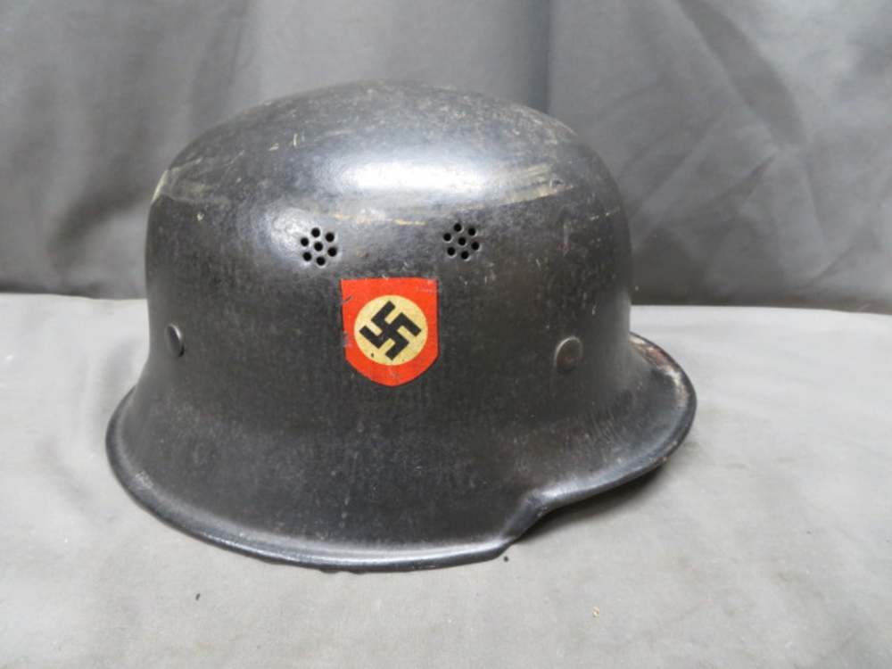 WWII GERMAN CIVIL POLICE MODEL 1934 HELMET-ORIGINAL-NICE DECALS-img-3