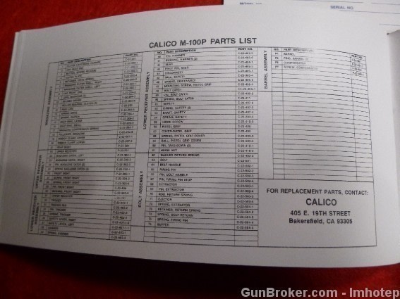 Calico M-100 Pistol Owner's Manual .22 LR -img-6