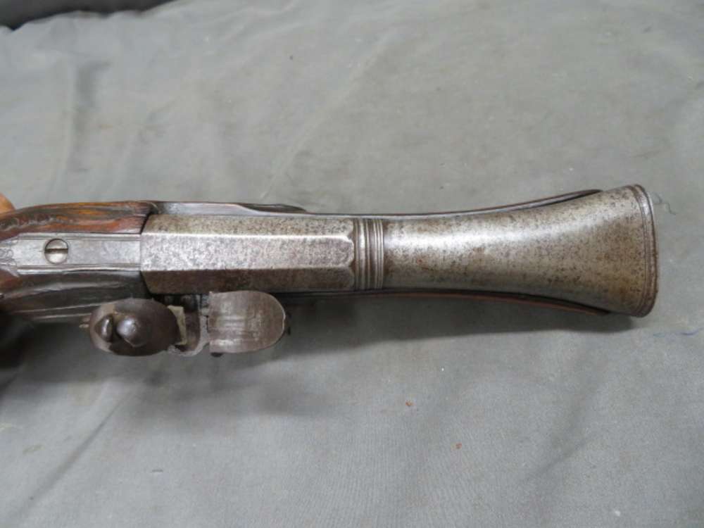 ANTIQUE EUROPEAN FLINTLOCK PISTOL W/ “DUCKBILL” ELLIPTICAL MUZZLE-img-1