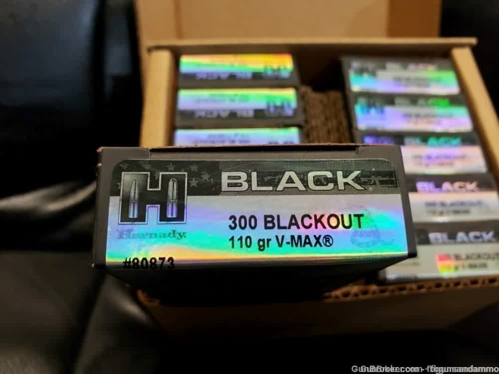 NEW 200 ROUNDS HORNADY .300 BLACKOUT 110 GRAIN V-MAX 300 BLK BLACK OUT VMAX-img-1