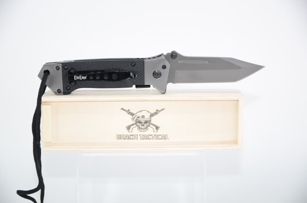 Black G-10 Handle Heavy Duty Tactical Tanto Spring Assisted Knife-img-1