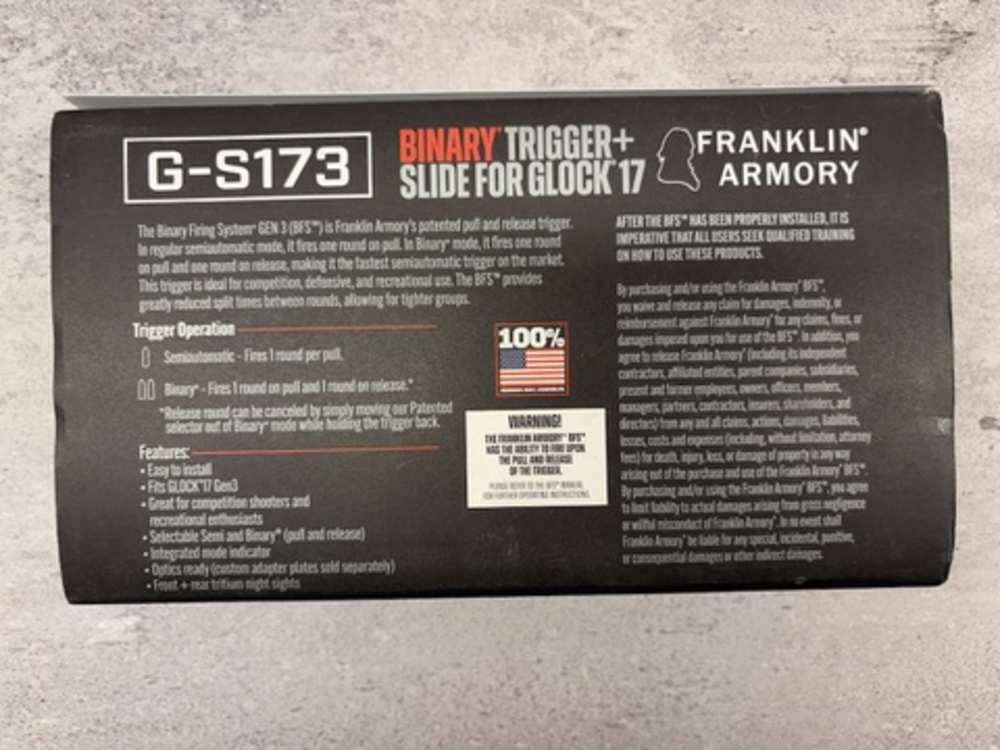 NIB, Franklin Armory G-S173, Binary Firing System, Black - 818725012501-img-2